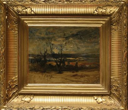François Auguste RAVIER (1814-1895) Paysage aux arbres
Huile sur papier marouflé...