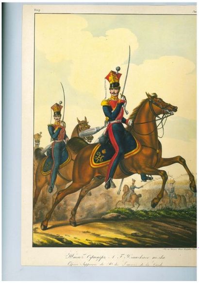 null Ensemble de six lithographies aquarellées sur l'armée russe:
-Hussard de Crodno.
-Le...