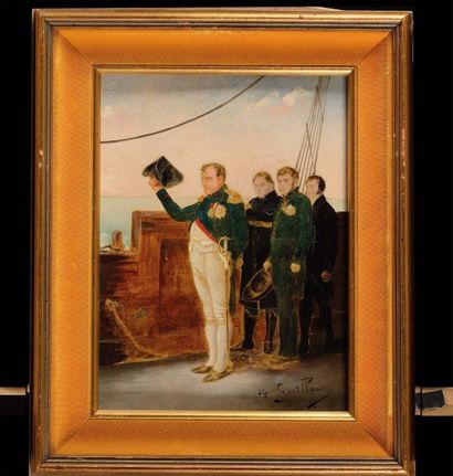 GUILLON «L'Empereur Napoléon Ier, accompagné de
Bertrand et de Las Cases, saluant».
Gravure...