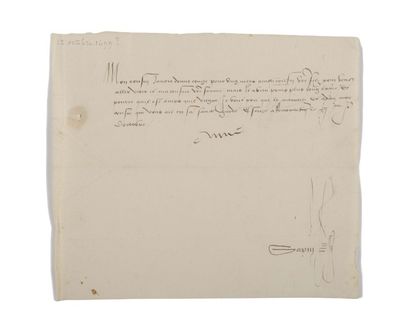 ANNE DE BRETAGNE Lettre signée«Anne» au vicomte Jean de Rohan, contresignée par le...
