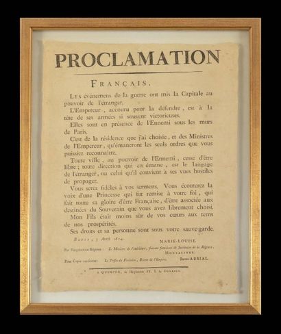 null Proclamation de l'Impératrice Marie
Louise à Blois le 3 avril 1814.
«Mon fils...