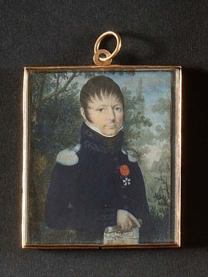 Ecole Française du début du 19eme siècle «Portrait d'un adjudant-commandant à l'armée...