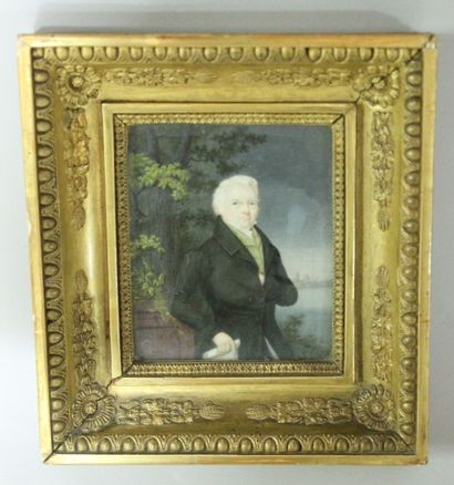 Sébastien HELME (1799-1850) Portrait d'homme de 3/4 en redingote noire Miniature...