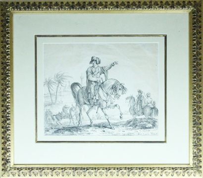Carle VERNET (1758 – 1836) (Attribué à) Cavaliers orientaux aux abords d’une ville...