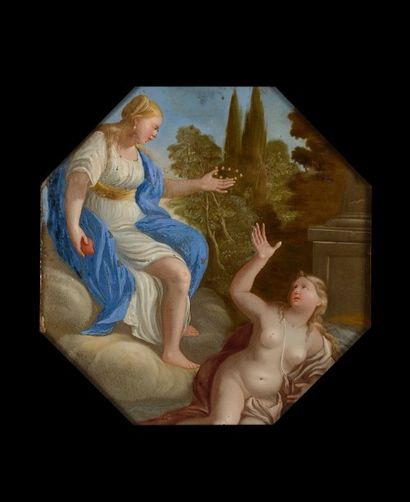 Luca GIORDANO (1634-1705) (A la manière de) Scène mythologique Peinture sous verre...