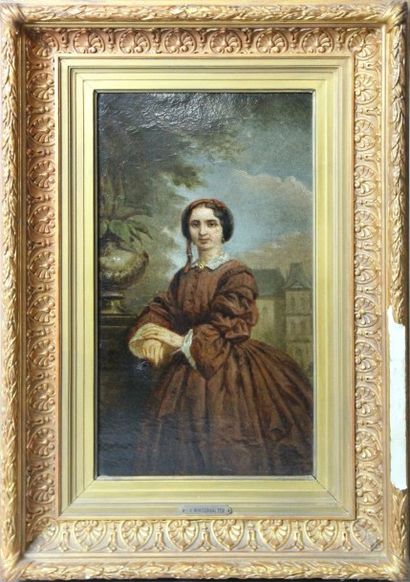 ECOLE FRANCAISE du XIXème sècle Portrait de Mathilde Bonaparte à Biarritz 1852 Huile...