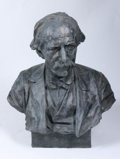 Leopold-Bernard BERNSTAMM (1859-1939) Buste d'Albert Einstein Bronze signé sur le...