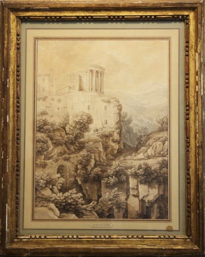 Antoine Felix BOISSELIER (1790-1857) (Attribue à) Paysage anime aux ruines
 Plume...