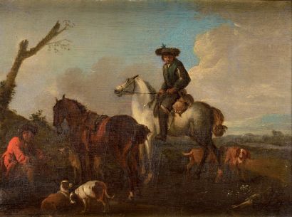 August Querfurt (1696-1761) Le repos des cavaliers
 Huile sur panneau
 de chêne parquete
...