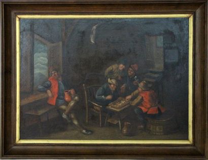 École Hollandaise dans le goût du XVIIème siècle Scène de taverne
 Huile sur toile
...