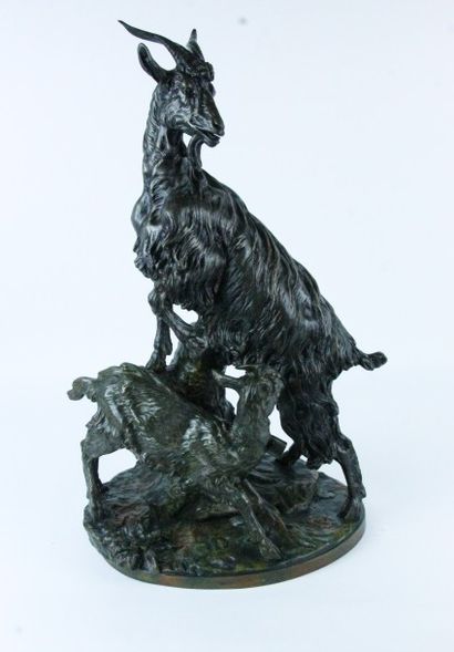 null LOMBARD (XIXème siècle) Boucs et chèvres Bronze signé Patrouilleau Editeur Prix...