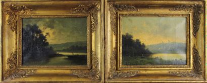 null Robert T. STUART (XIXème siècle) Paysages Paire d'huiles sur toiles signées...