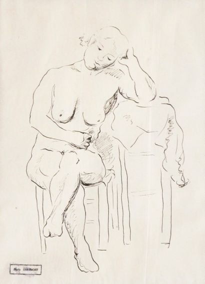 null Boris SMIRNOFF (1895-1976) Etudes de nus. Réunion de trois dessins. Cachets....
