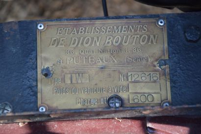 null 1923 DE DION BOUTON 10 HP

Châssis n° 12616

Carte grise française



En 1923,...