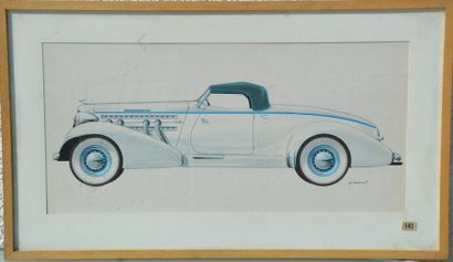 null Pierre DUMONT (1920 – 1987) 

"Auburn Speedster 6,4 litres, 1932/34" Aquarelle...