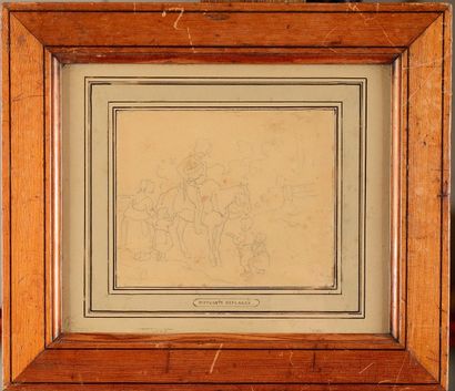 null Hippolyte BELLANGE (1800-1866). « Le chasseur à cheval ». 15 x 16 cm. « Le repos...