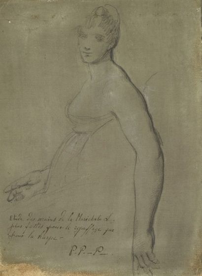 null PRUDHON Pierre-Paul (1758-1823), attribué à. «Portrait de la Maréchale Lefèbvre...