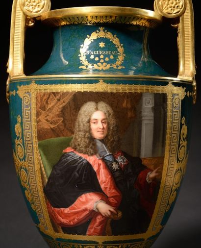 null MANUFACTURE ROYALE DE SEVRES « Le chancelier d’Aguesseau » Vase « Clodion »...