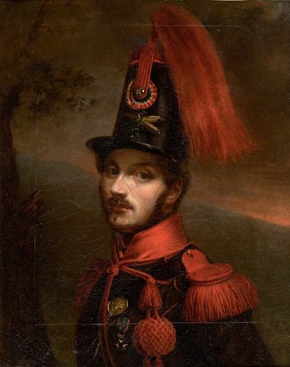 null Jean ALAUX (1786 - 1864), Attribué à « Portrait d’un artilleur de la garde nationale...