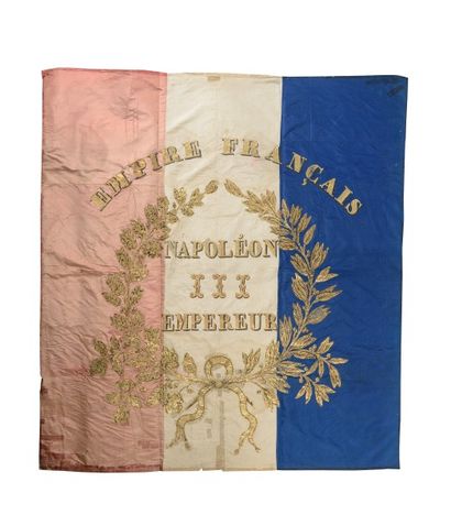 null Grand drapeau de pavoisement à la gloire de l’Empereur Napoléon III En soie...