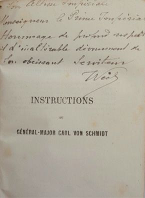 null SCHMIDT Général Carl von. Instructions relatives à l’instruction, l’éducation,...