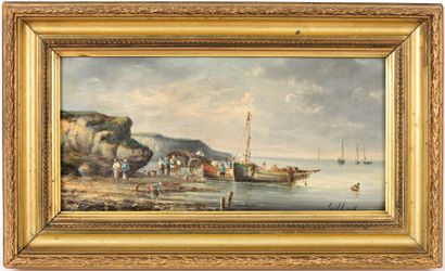 null Pierre Julien GILBERT (1783-1860) Scènes animées en bord de mer Deux huiles...