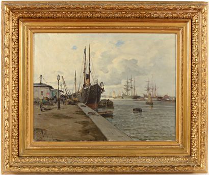 null Charles MALFROY (1862-1897) Le port du Havre Sur sa toile d’origine Signée en...