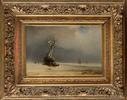 null Louis BENTABOLE (1820-1880) La baignade Sur sa toile d’origine Signée en bas...