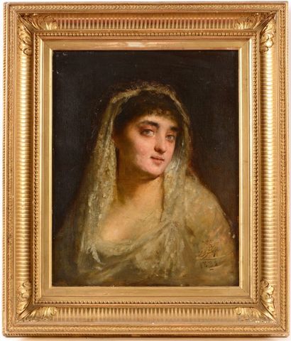 null Ecole Française du XIXème siècle Portrait de femme Sur sa toile d’origine Signée...