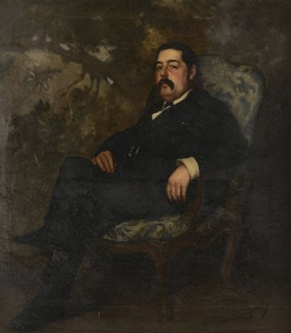 null Ecole Française du XIXème siècle Portrait d’homme assis sur un fauteuil Sur...