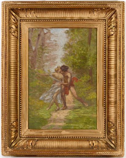 null Raoul LAPORTE (XIXème - XXème siècle) Couple dans un bois Sur sa toile d’origine...