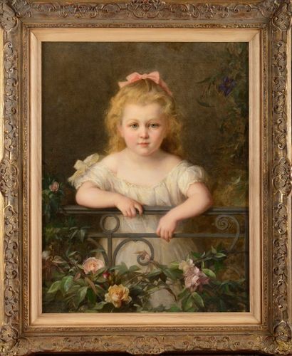 null Jean BENNER (1836-1909) Fillette au balcon, portrait de Geneviève Favre, 29...