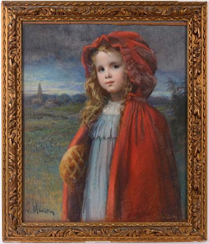 null Louis MURATON (1850-1901) Le petit chaperon rouge Pastel Signé en bas àgauche...