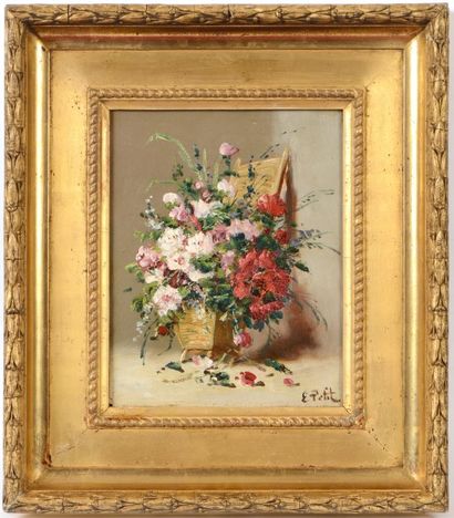 null Eugène PETIT (1839-1886) Bouquet de fleurs sauvages Sur sa toile d’origine Signée...