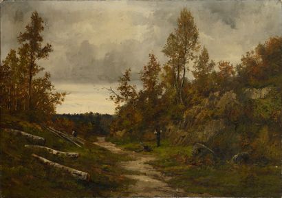 Louis MATIFAS (1847-1896) Bûcherons en forêt...