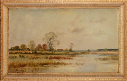 null E. LEMAITRE (XIXème siècle) Paysage d'automne Sur sa toile d’origine Signée...