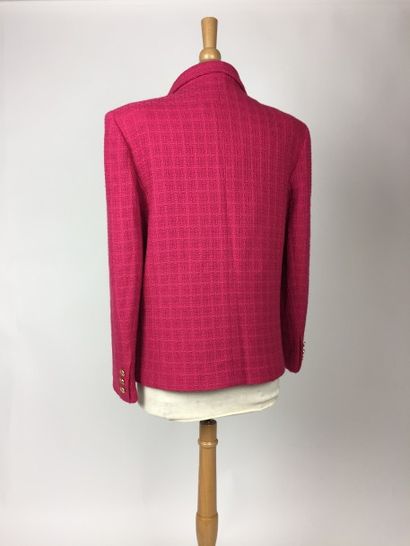 WEINBERG VESTE en tweed rose bonbon. Env. T. L. Très bon état.