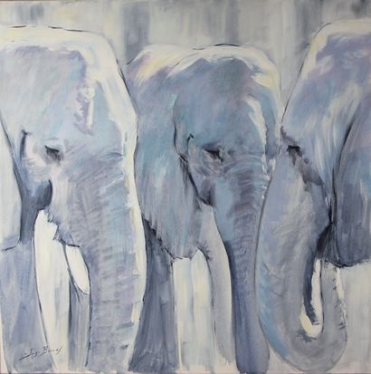 Jorge BORRAS (né en 1952) Pachydermes, 2011 Acrylique sur toile Signée et datée en...