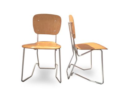 ARMIN WIRTH (1903- ?) « Alu-flex chair » le modèle conçu en 1951. Suite de six chaises...
