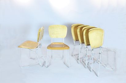 ARMIN WIRTH (1903- ?) « Alu-flex chair » le modèle conçu en 1951. Suite de six chaises...