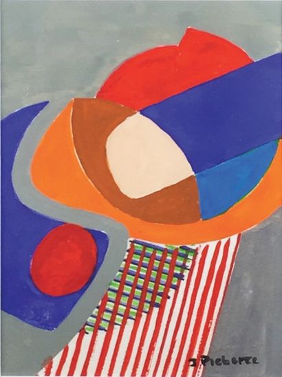 James PICHETTE (1920-1996) Composition Deux gouaches sur papier Signées en bas à...