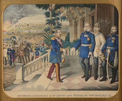 Charles VERNIER (1831-1887) «L'Empereur Napoléon III saluant ses troupes».
Aquarelle...