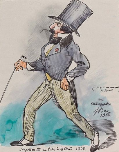Ferdinand BAC (Stuttgart 1859 - Compiègne 1952) Ensemble de huit dessins satiriques,...