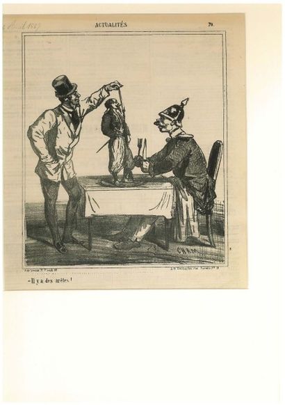 Edmond LAVRATE (1829-1888) «L'Empereur Napoléon III à la chasse en 1870».
Caricature...