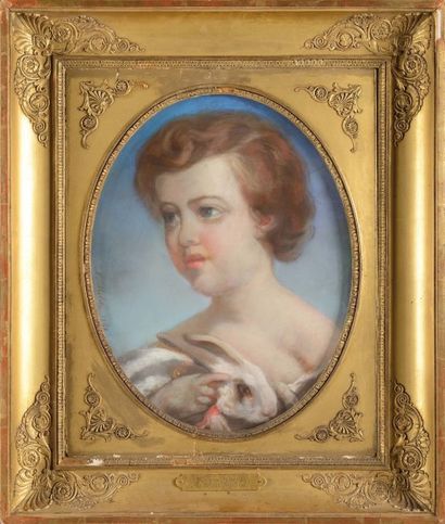 La Princesse MATHILDE (1820-1904) «Le Prince Impérial tenant un lapin».
Portrait...