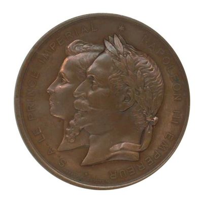 null «L'Empereur Napoléon III et l'Impératrice Eugénie».
a) Médaillon en bronze....