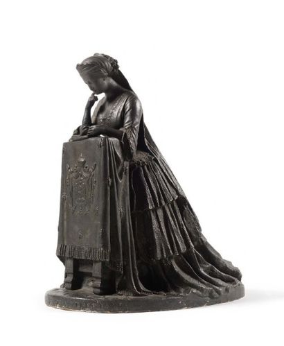 Marie Louise LEFEVRE-DEUMIER (1816-1877) «L'Impératrice Eugénie agenouillée sur un...