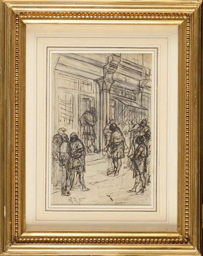 Alphonse DE NEUVILLE (1835-1885). Trois études, au crayon et à l'encre.

a) «Etude...