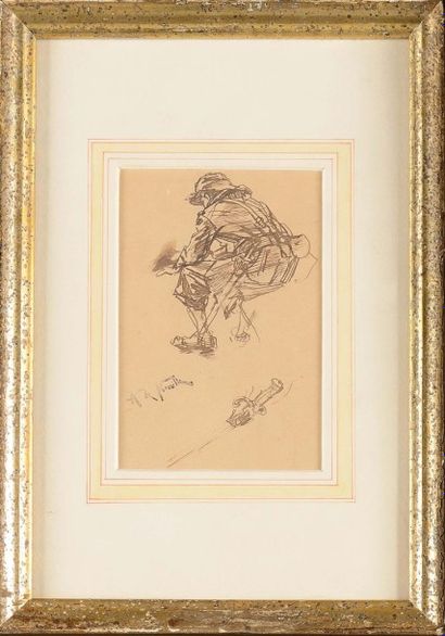 Alphonse DE NEUVILLE (1835-1885). Trois études, au crayon et à l'encre.

a) «Etude...