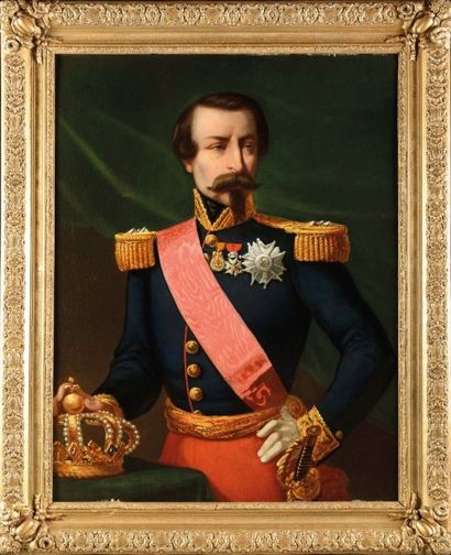 Horace VERNET, d'après, «L'Empereur Napoléon III».
Huile sur toile. (réparation par...